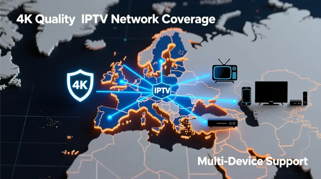 Carte illustrant la domination d’IPTV DRAGON sur le marché européen, représentant la croissance d’IPTV premium France.